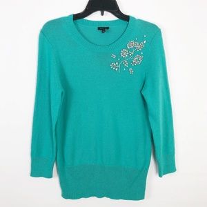 Talbots Blue Bedazzled Sweater Size Small